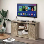 Mobile TV Costway, mobiletto in stile rustico con ante scorrevoli a fienile e ripiani regolabili, per TV fino a 65''