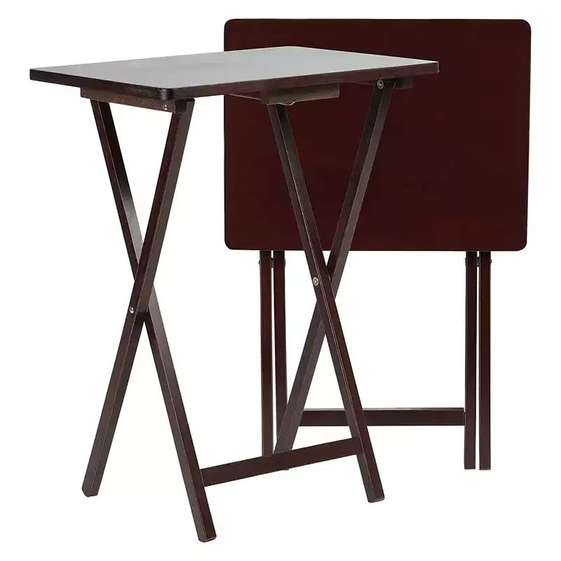 PJ Wood Tavolino Pieghevole Portatile per TV, Scrivania, Espresso (Set da 8 Pezzi)
