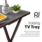 PJ Wood Tavolino Pieghevole Portatile per TV, Scrivania, Espresso (Set da 8 Pezzi)