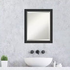Specchio da parete per bagno Amanti Art Corvino in legno nero smussato stretto