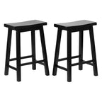 PJ Wood Sgabelli Alti da 61 cm Classici con Seduta a Sella per Cucine, Sale da Pranzo e Bar, con Sedili Senza Schienale, 4 Gambe Quadrate, Neri (Set da 10)