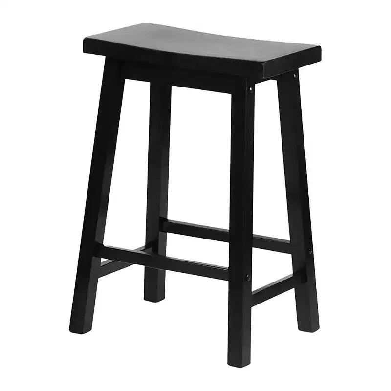 PJ Wood Sgabelli Alti da 61 cm Classici con Seduta a Sella per Cucine, Sale da Pranzo e Bar, con Sedili Senza Schienale, 4 Gambe Quadrate, Neri (Set da 10)