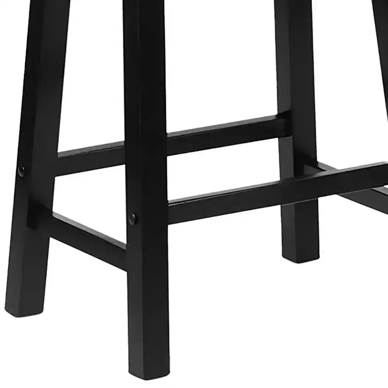 PJ Wood Sgabelli Alti da 61 cm Classici con Seduta a Sella per Cucine, Sale da Pranzo e Bar, con Sedili Senza Schienale, 4 Gambe Quadrate, Neri (Set da 10)