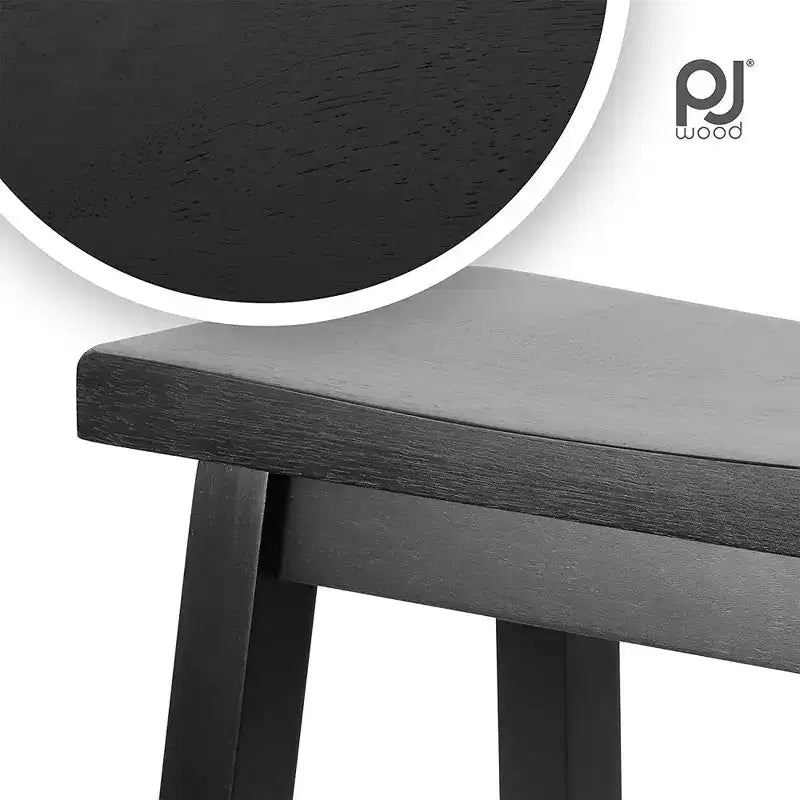 Sgabelli da cucina PJ Wood Classic con sedile a sella, altezza 74 cm, neri (confezione da 8)