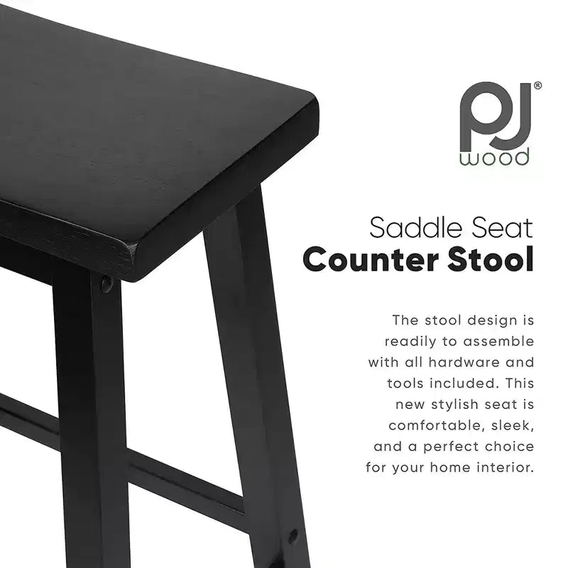 Sgabelli da cucina PJ Wood Classic con sedile a sella, altezza 74 cm, neri (confezione da 8)