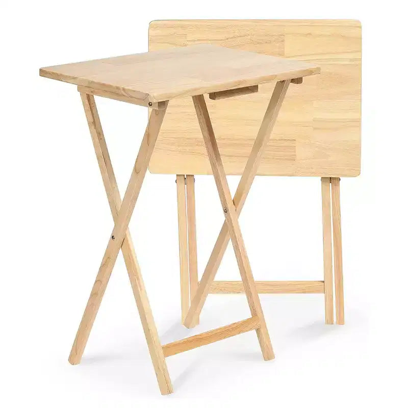Tavolino da salotto pieghevole e portatile PJ Wood con finitura naturale (set da 4 pezzi)