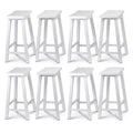 PJ Wood Classic Saddle Seat 24 Inch Tall Kitchen Counter Stools, White (8 Pack)