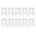 PJ Wood Classic 29 Inch Saddle Seat Kitchen Bar Counter Stool, White (10 Pack)