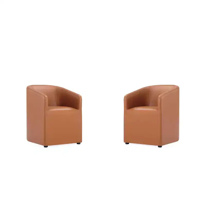 Set di 2 Poltrone da Pranzo Rotonde Moderne in Ecopelle Anna - Manhattan Comfort