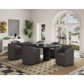 Set of 2 Anna Modern Round Faux Leather Dining Armchairs - Manhattan Comfort