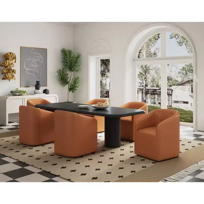 Set di 2 Poltrone da Pranzo Rotonde Moderne in Ecopelle Anna - Manhattan Comfort