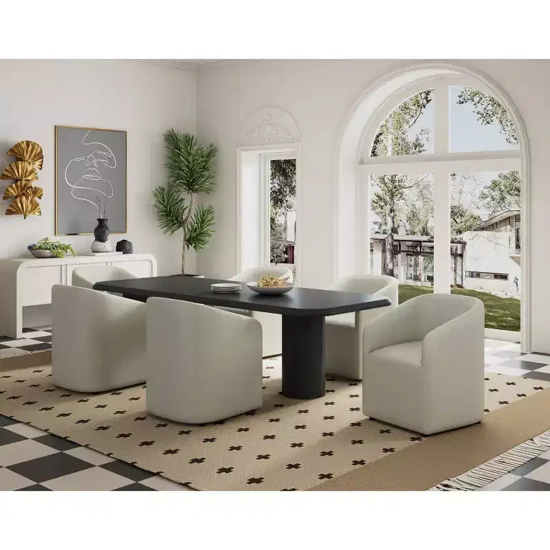 Set di 2 Poltrone da Pranzo Rotonde Moderne in Ecopelle Anna - Manhattan Comfort