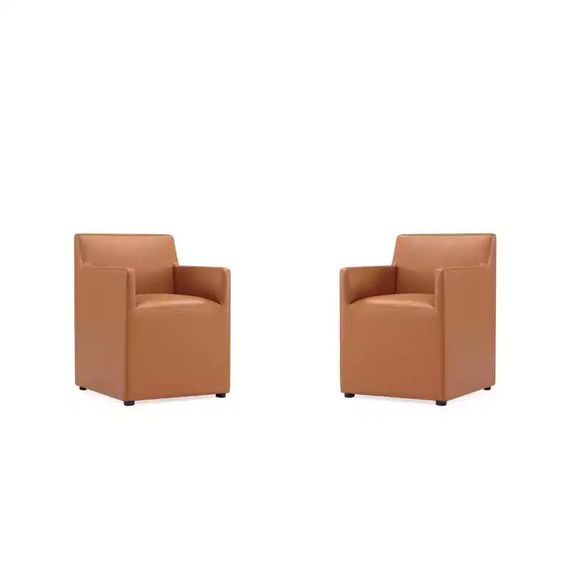 Set di 2 Poltrone da Pranzo Moderne Quadrata Anna in Ecopelle - Manhattan Comfort