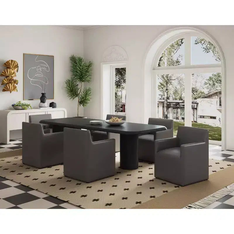 Set di 2 Poltrone da Pranzo Moderne Quadrata Anna in Ecopelle - Manhattan Comfort