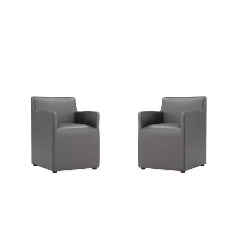 Set di 2 Poltrone da Pranzo Moderne Quadrata Anna in Ecopelle - Manhattan Comfort