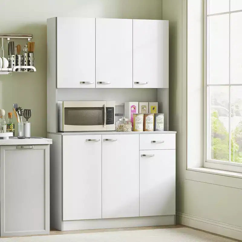 HOMCOM Credenza a buffet indipendente 71", Mobile da Cucina con 6 Ante, 3 Ripiani Regolabili e 1 Cassetto