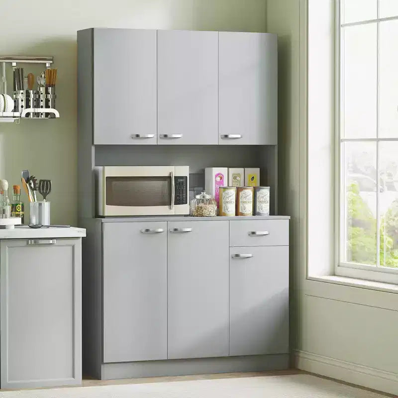 HOMCOM Credenza a buffet indipendente 71", Mobile da Cucina con 6 Ante, 3 Ripiani Regolabili e 1 Cassetto