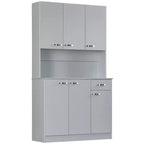 HOMCOM Credenza a buffet indipendente 71", Mobile da Cucina con 6 Ante, 3 Ripiani Regolabili e 1 Cassetto