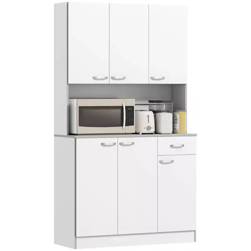 HOMCOM Credenza a buffet indipendente 71", Mobile da Cucina con 6 Ante, 3 Ripiani Regolabili e 1 Cassetto