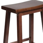 Sgabello da cucina alto 61 cm PJ Wood Classic Saddle-Seat, senza schienale, con 4 gambe quadrate, per case, sale da pranzo e bar, noce (confezione da 4)