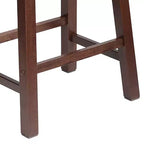Sgabello da cucina alto 61 cm PJ Wood Classic Saddle-Seat, senza schienale, con 4 gambe quadrate, per case, sale da pranzo e bar, noce (confezione da 4)
