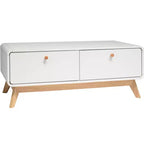 Ren Home Leva - Consolle portatv scandinava con 2 cassetti, curva, colore bianco