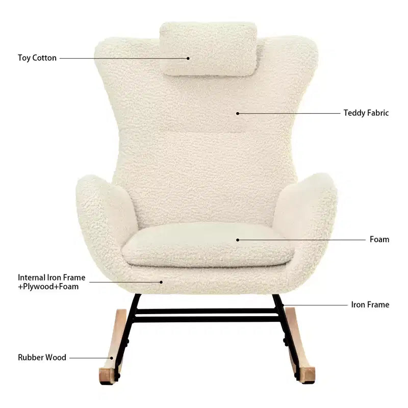 Sedia a Dondolo Teddy Tufted con Gambe in Gomma - ModernLuxe