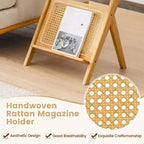 Tavolino in rattan Costway Tavolino in bambù con ripiano in vetro temperato noce/naturale
