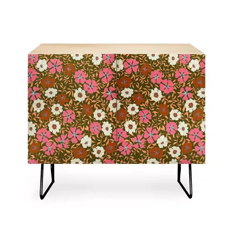 Schatzi Brown Jirra Floral Olive Credenza - Deny Designs