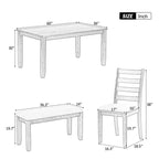 Set da Tavolo da Pranzo Rustico in Legno a 6 Pezzi, Tavolo Rettangolare con 4 Sedie e Panca - ModernLuxe