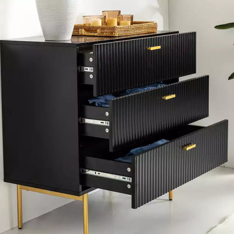 Brian Comodino a 3 cassetti alto 32 con contenitore per camera da letto| ART OF LIVING DESIGNS-NERO