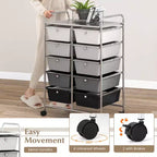 Costway carrello portaoggetti a 10 cassetti, carrello di servizio con rotelle, organizer da cucina/ufficio nero/trasparente/macaron/grigio/gradiente nero/multicolore/rosa/arcobaleno con bianco/rosa shocking/rosa carne/viola