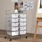 Costway carrello portaoggetti a 10 cassetti, carrello di servizio con rotelle, organizer da cucina/ufficio nero/trasparente/macaron/grigio/gradiente nero/multicolore/rosa/arcobaleno con bianco/rosa shocking/rosa carne/viola