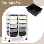 Costway carrello portaoggetti a 10 cassetti, carrello di servizio con rotelle, organizer da cucina/ufficio nero/trasparente/macaron/grigio/gradiente nero/multicolore/rosa/arcobaleno con bianco/rosa shocking/rosa carne/viola