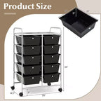 Costway carrello portaoggetti a 10 cassetti, carrello di servizio con rotelle, organizer da cucina/ufficio nero/trasparente/macaron/grigio/gradiente nero/multicolore/rosa/arcobaleno con bianco/rosa shocking/rosa carne/viola