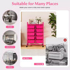 Costway carrello portaoggetti a 10 cassetti, carrello di servizio con rotelle, organizer da cucina/ufficio nero/trasparente/macaron/grigio/gradiente nero/multicolore/rosa/arcobaleno con bianco/rosa shocking/rosa carne/viola