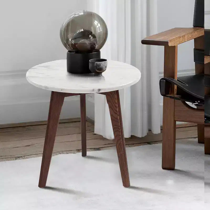 Il tavolino Bianco Collection Cherie 15 rotondo in marmo bianco di Carrara italiano