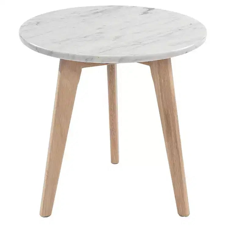 Il tavolino Bianco Collection Cherie 15 rotondo in marmo bianco di Carrara italiano