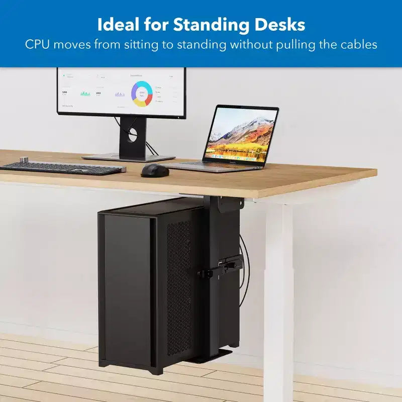 Mount-It! Supporto CPU Rotante per Carichi Pesanti | Staffa CPU Regolabile in Altezza e Larghezza per Installazione Sotto la Scrivania e a Parete | Capacità di Carico 20 kg