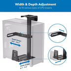 Mount-It! Supporto CPU Rotante per Carichi Pesanti | Staffa CPU Regolabile in Altezza e Larghezza per Installazione Sotto la Scrivania e a Parete | Capacità di Carico 20 kg