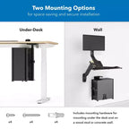 Mount-It! Supporto CPU Rotante per Carichi Pesanti | Staffa CPU Regolabile in Altezza e Larghezza per Installazione Sotto la Scrivania e a Parete | Capacità di Carico 20 kg