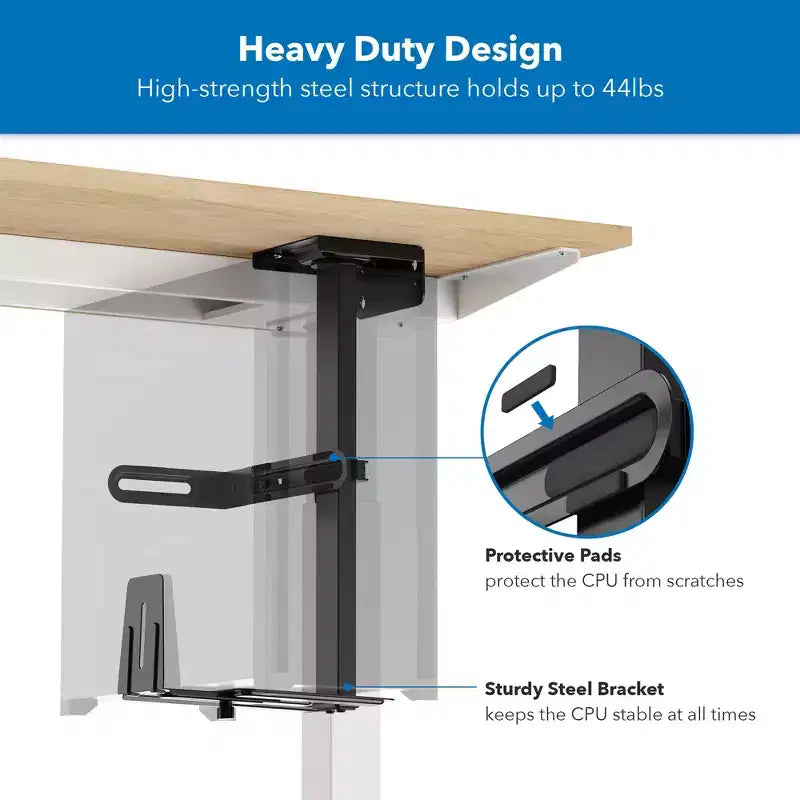 Mount-It! Supporto CPU Rotante per Carichi Pesanti | Staffa CPU Regolabile in Altezza e Larghezza per Installazione Sotto la Scrivania e a Parete | Capacità di Carico 20 kg