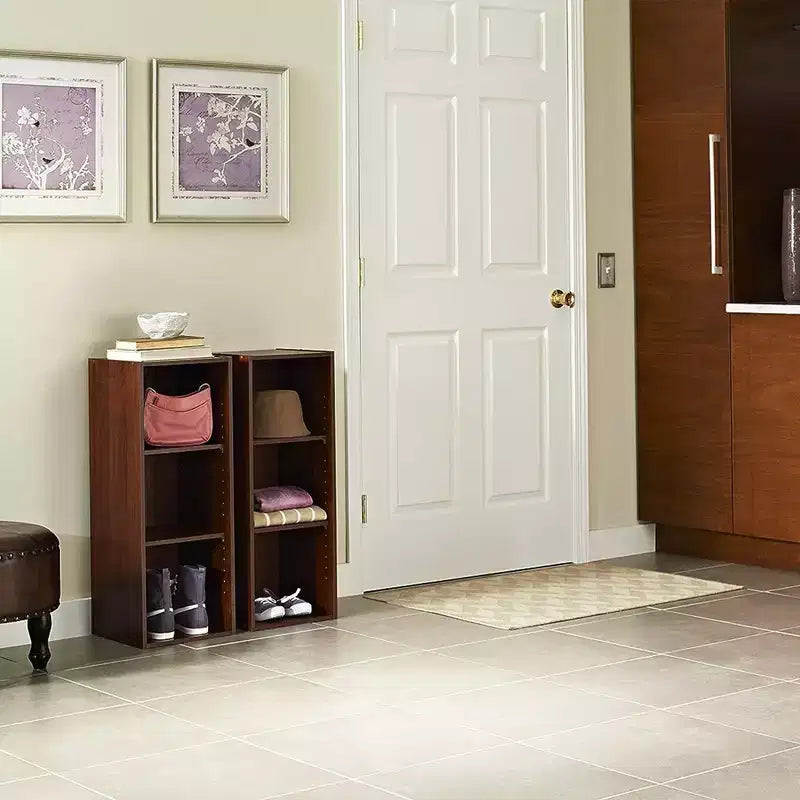 ClosetMaid Organizzatore in Legno a 3 Ripiani Versatile Impilabile con 2 Ripiani Regolabili per Casa e Ufficio, Finitura Ciliegio Scuro