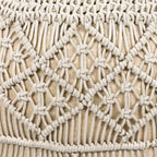 Northlight Pouf Pouf Rotondo in Cotone Naturale Fatto a Mano con Macramè Solido Crema 18