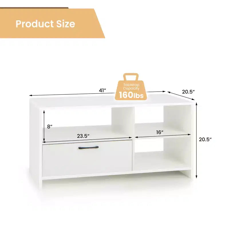 Costway Mobile TV Moderno con 3 Scomparti Aperti per TV fino a 55 Pollici