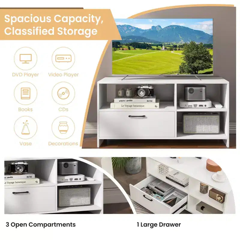 Costway Mobile TV Moderno con 3 Scomparti Aperti per TV fino a 55 Pollici