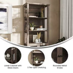 Libreria e armadietto contenitore Flash Furniture Stella Modern Farmhouse con ante in vetro temperato e 3 ripiani superiori