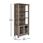 Libreria e armadietto contenitore Flash Furniture Stella Modern Farmhouse con ante in vetro temperato e 3 ripiani superiori