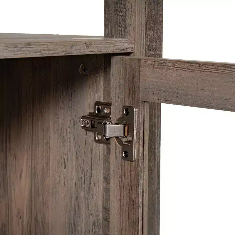 Libreria e armadietto contenitore Flash Furniture Stella Modern Farmhouse con ante in vetro temperato e 3 ripiani superiori