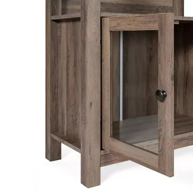 Libreria e armadietto contenitore Flash Furniture Stella Modern Farmhouse con ante in vetro temperato e 3 ripiani superiori